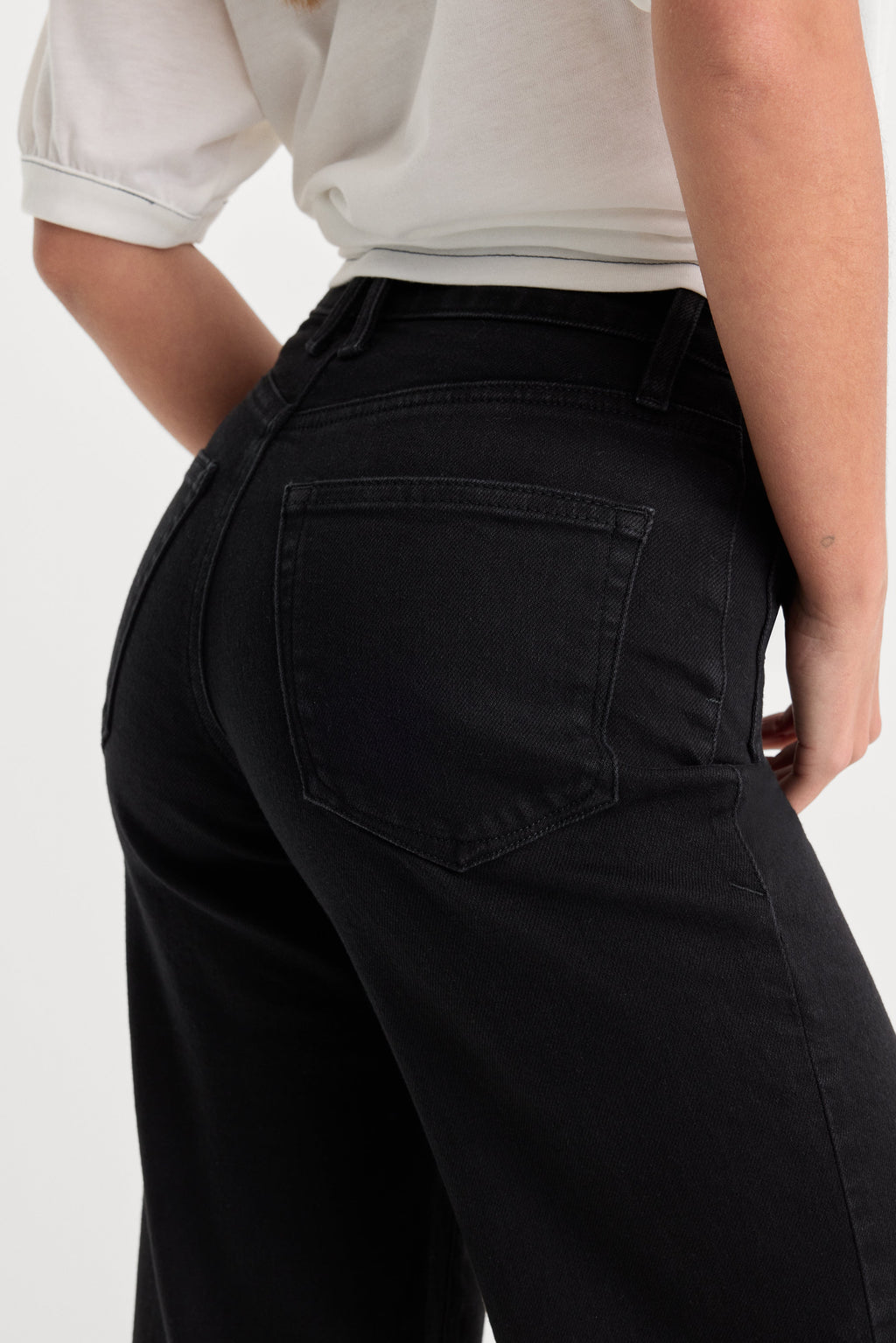 Luxury PATCH POCKET GOOD WAIST PALAZZO JEANS BLACK001