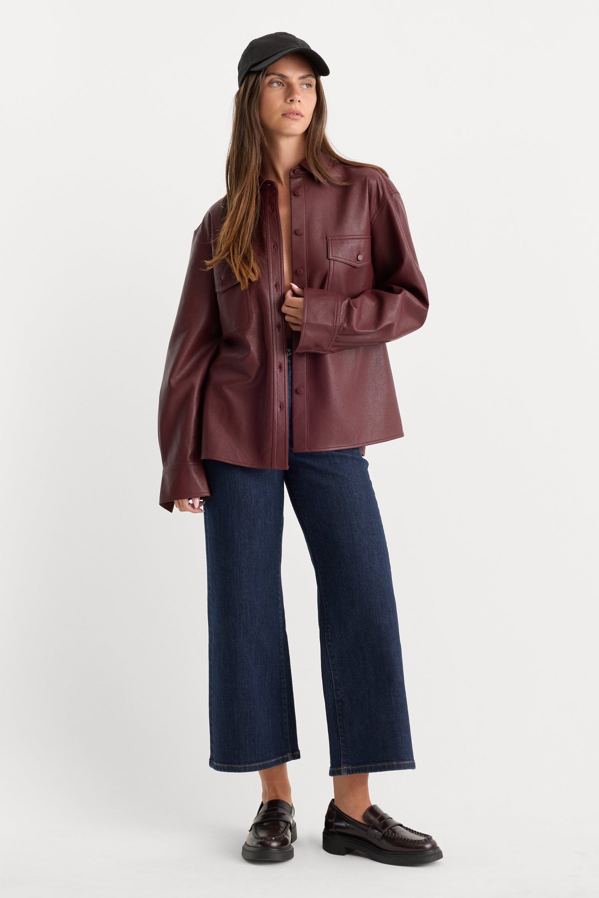 Luxury THE BETTER THAN LEATHER CLASSIC SHIRT BERRY NOIR