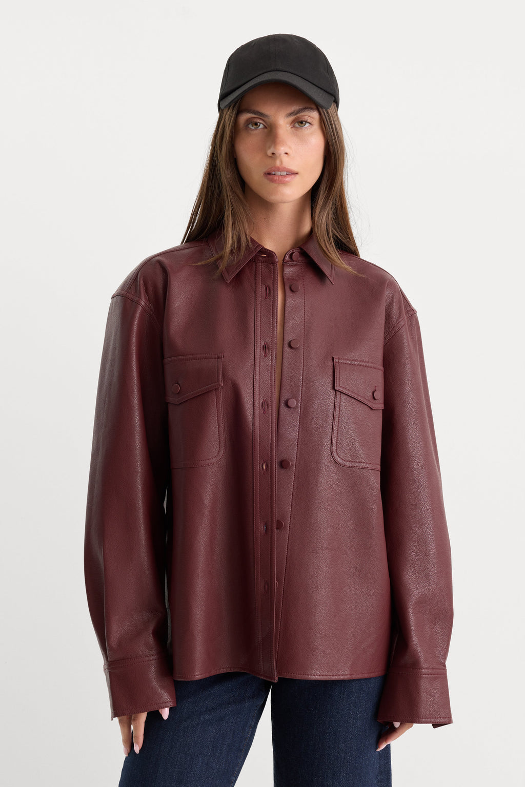 Luxury THE BETTER THAN LEATHER CLASSIC SHIRT BERRY NOIR