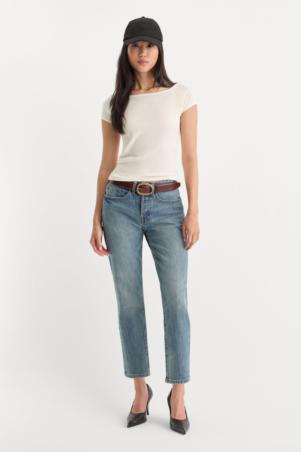 Luxury THE VARIEGATED RIB TOP CHALK