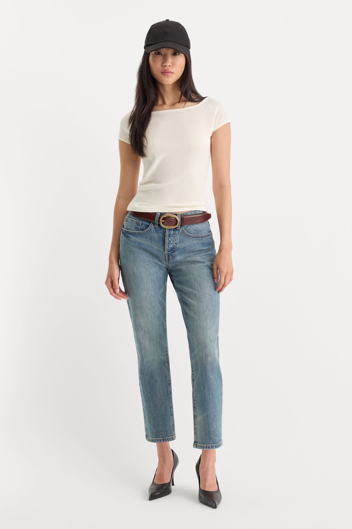 Luxury THE VARIEGATED RIB TOP CHALK
