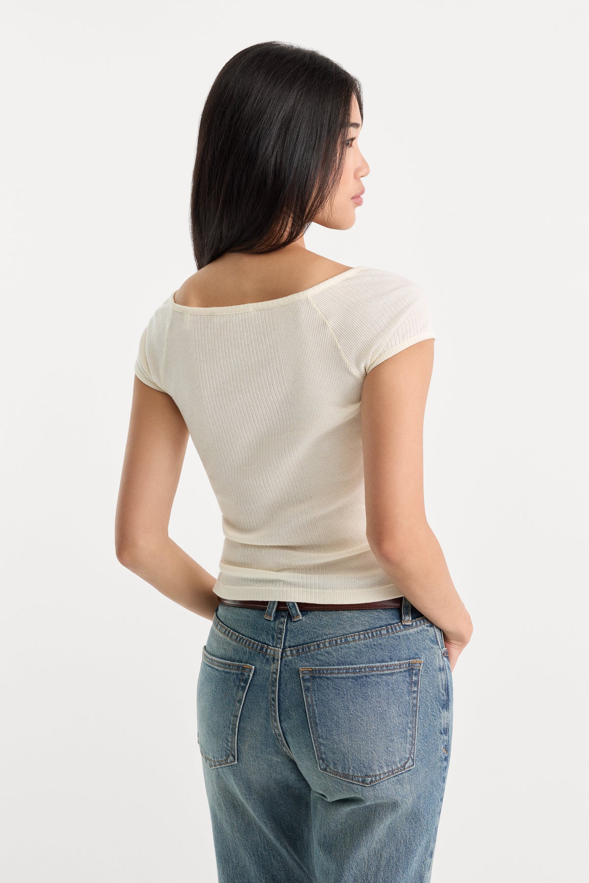 Luxury THE VARIEGATED RIB TOP CHALK