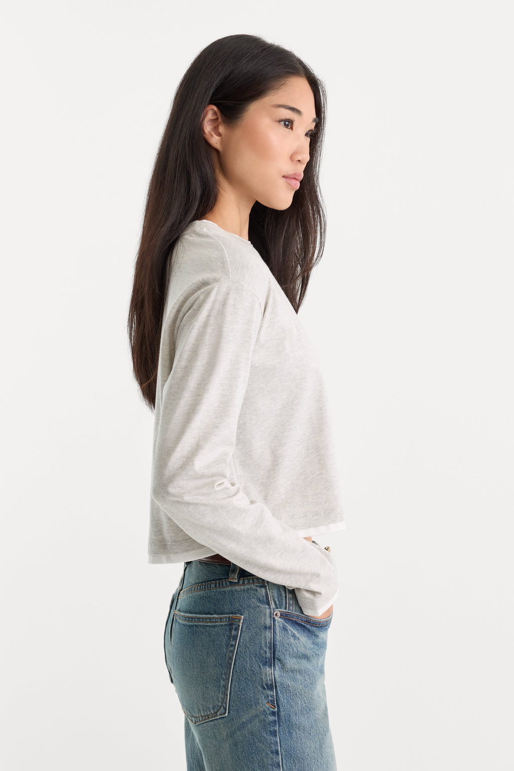 Luxury THE LONG SLEEVE LAYERED TEE VINTAGE GREY