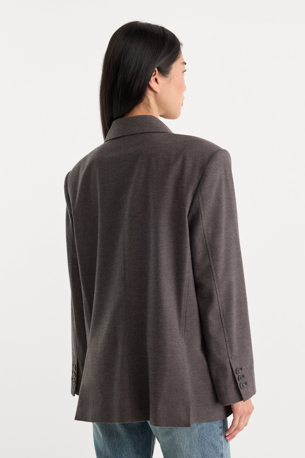 Luxury THE OVERSIZED BLAZER CHARCOAL MINI HOUNDSTOOTH