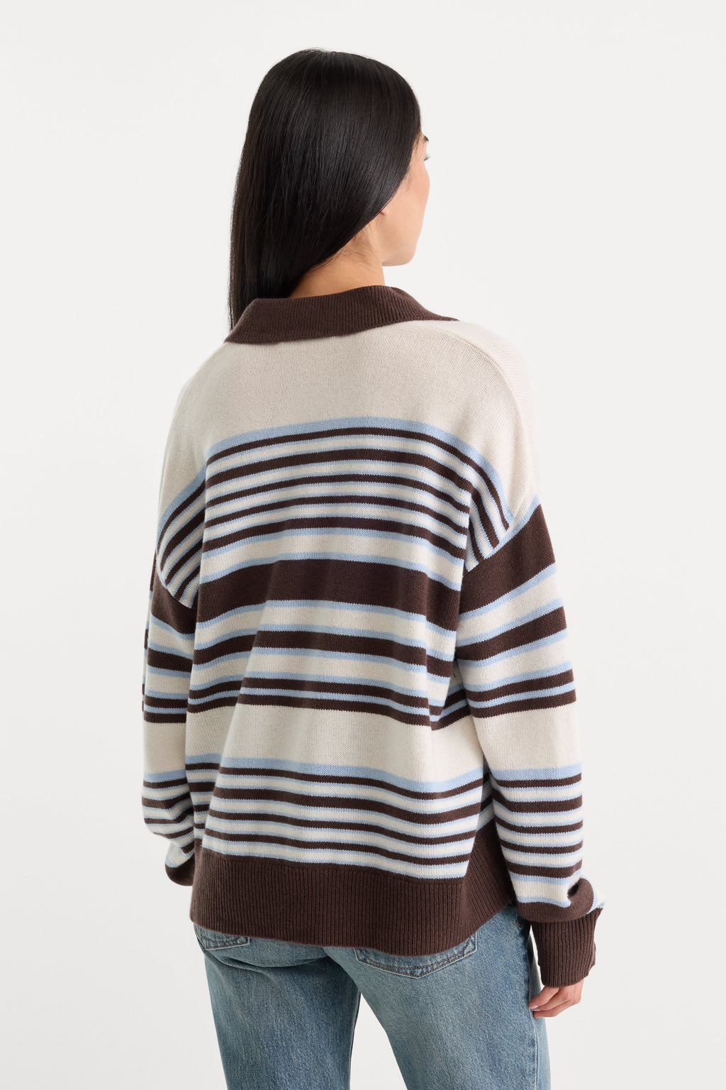 Luxury THE OVERSIZED RUGBY SWEATER MOCHA STRIPE