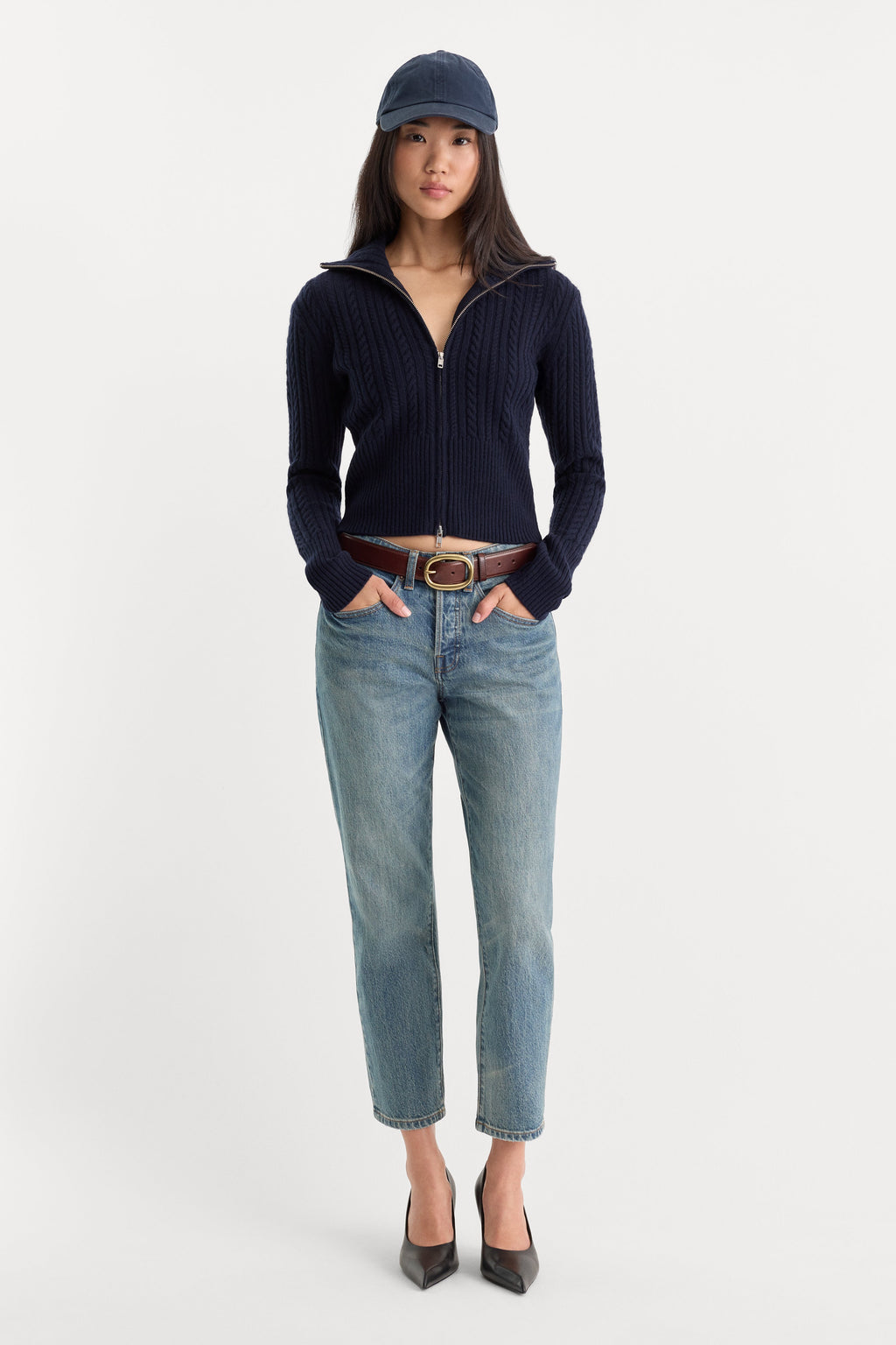 Luxury THE CABLE ZIP UP NEW NAVY002