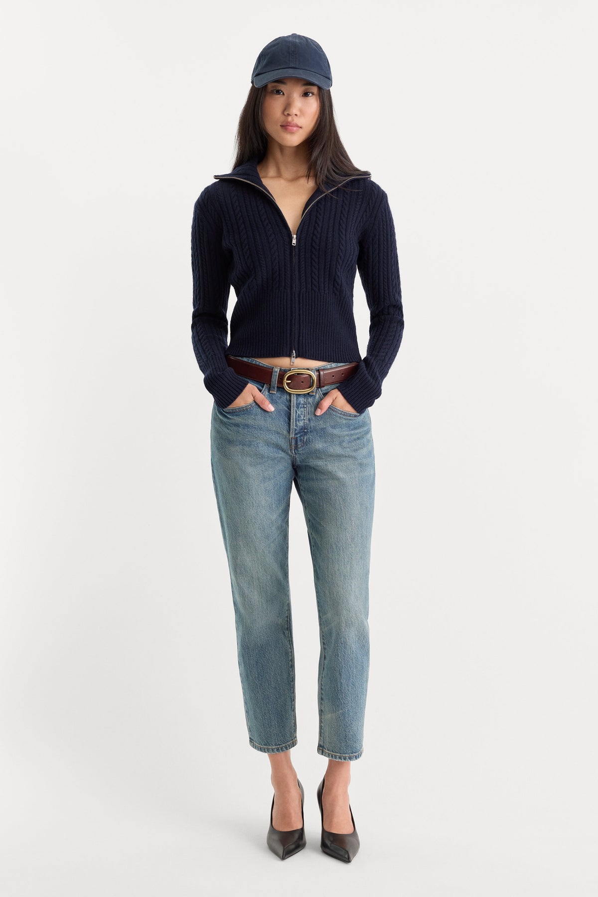 Luxury THE CABLE ZIP UP NEW NAVY002