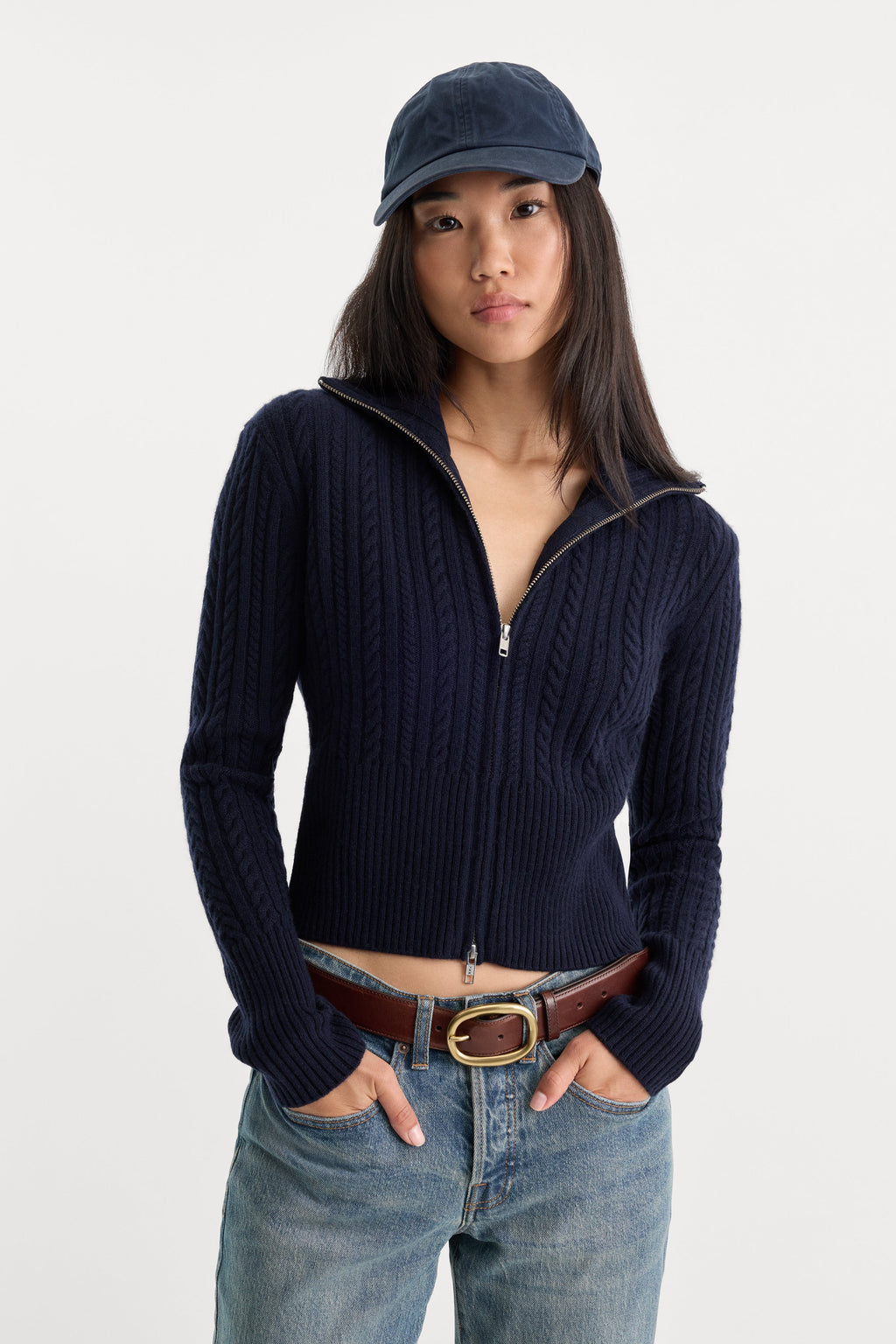Luxury THE CABLE ZIP UP NEW NAVY002