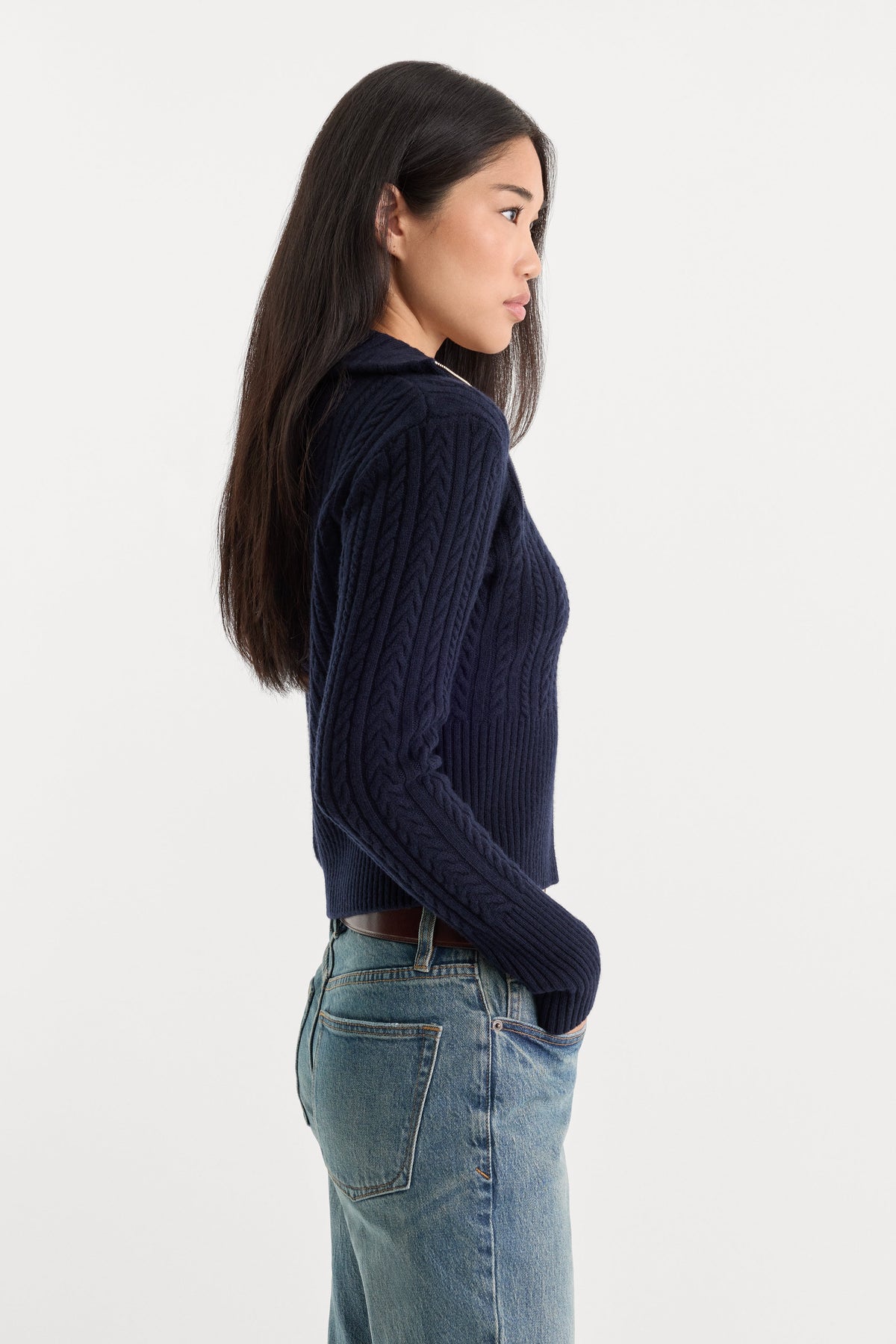 Luxury THE CABLE ZIP UP NEW NAVY002