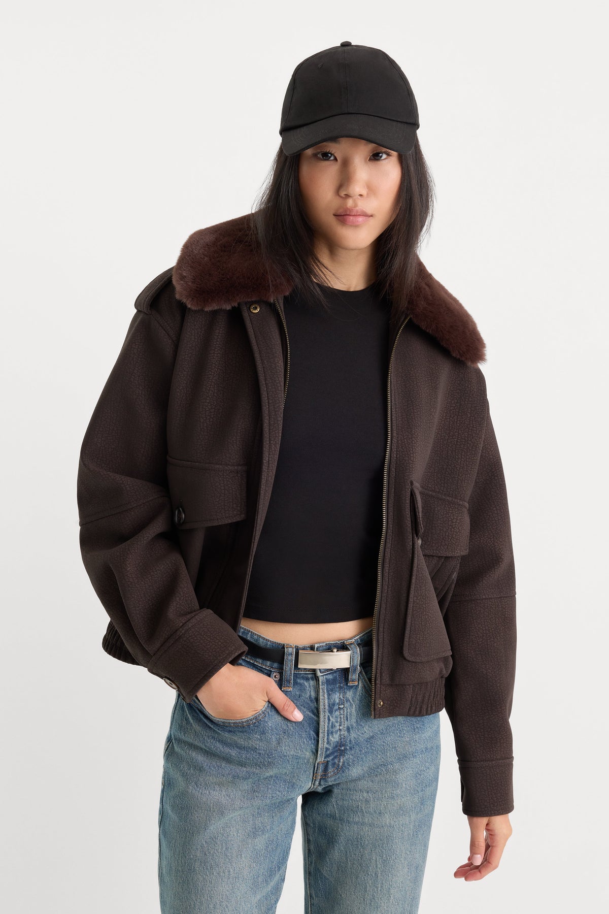 Luxury THE BETTER THAN LEATHER BOMBER JACKET ESPRESSO