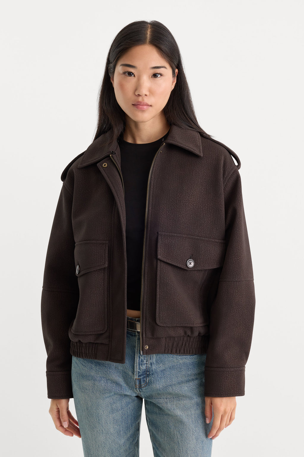 Luxury THE BETTER THAN LEATHER BOMBER JACKET ESPRESSO