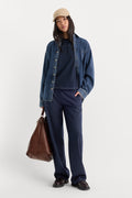 Luxury THE LOW RISE STRAIGHT LEG TROUSER NAVY PINSTRIPE
