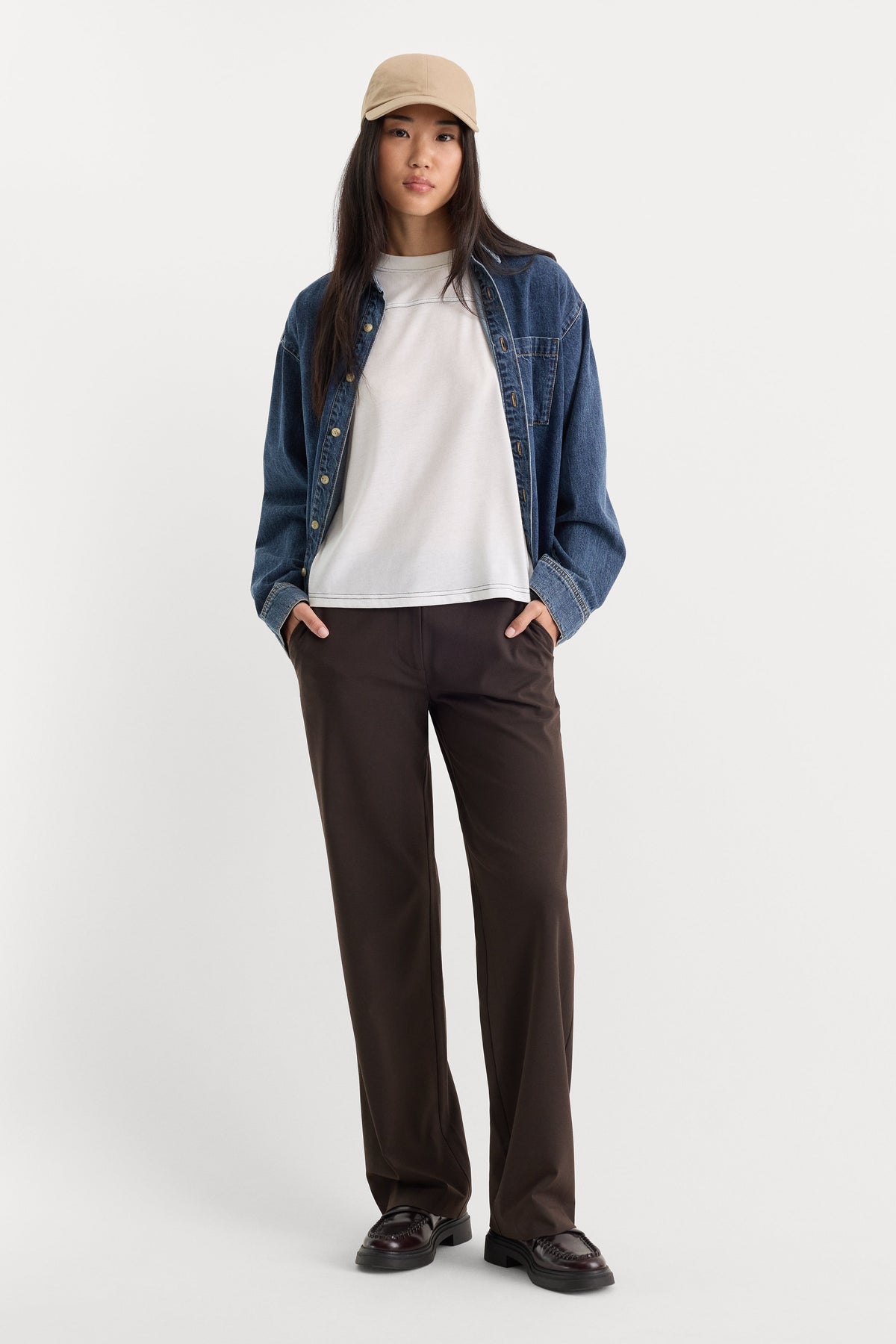 Luxury THE LOW RISE STRAIGHT LEG TROUSER ESPRESSO