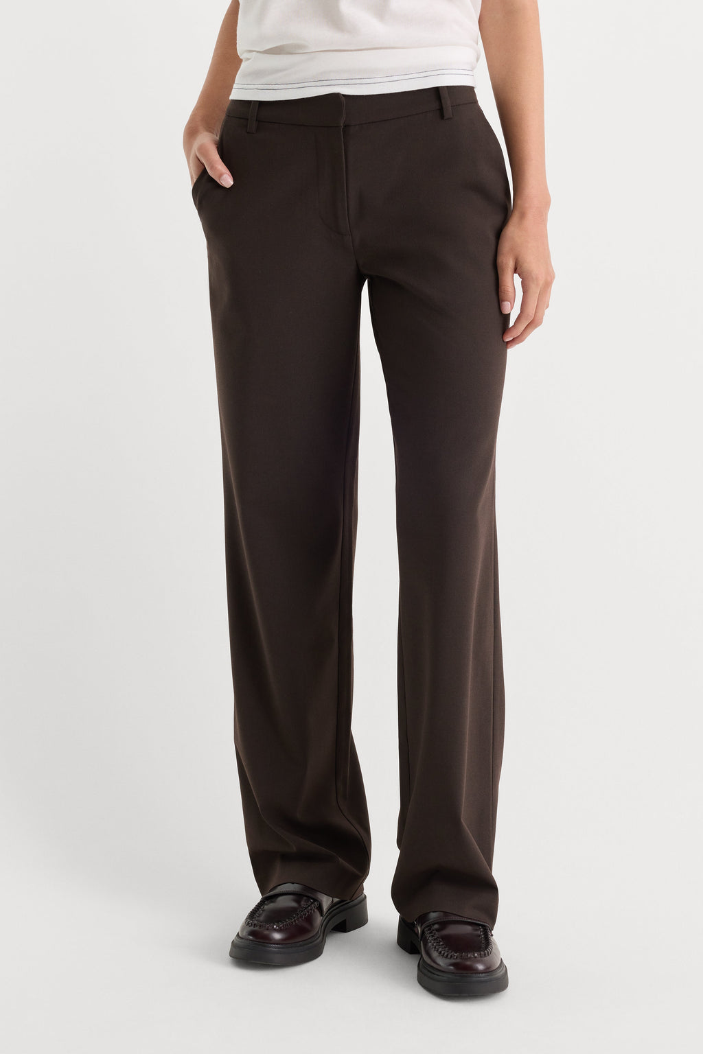 Luxury THE LOW RISE STRAIGHT LEG TROUSER ESPRESSO