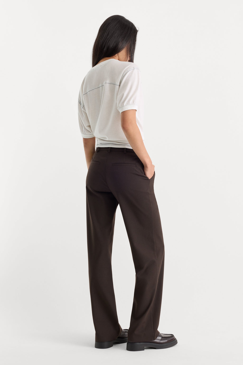 Luxury THE LOW RISE STRAIGHT LEG TROUSER ESPRESSO