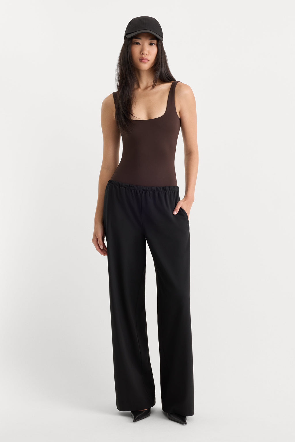 Luxury THE SCULPTING MODERN TANK BODYSUIT ESPRESSO
