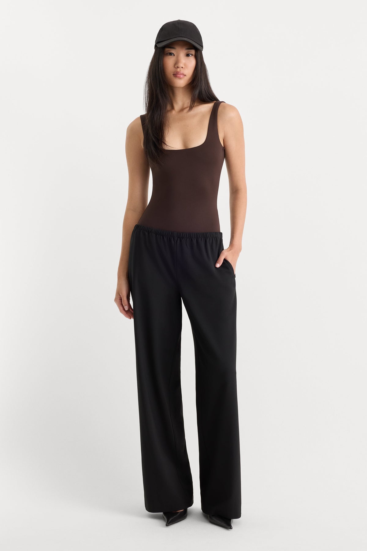 Luxury THE SCULPTING MODERN TANK BODYSUIT ESPRESSO