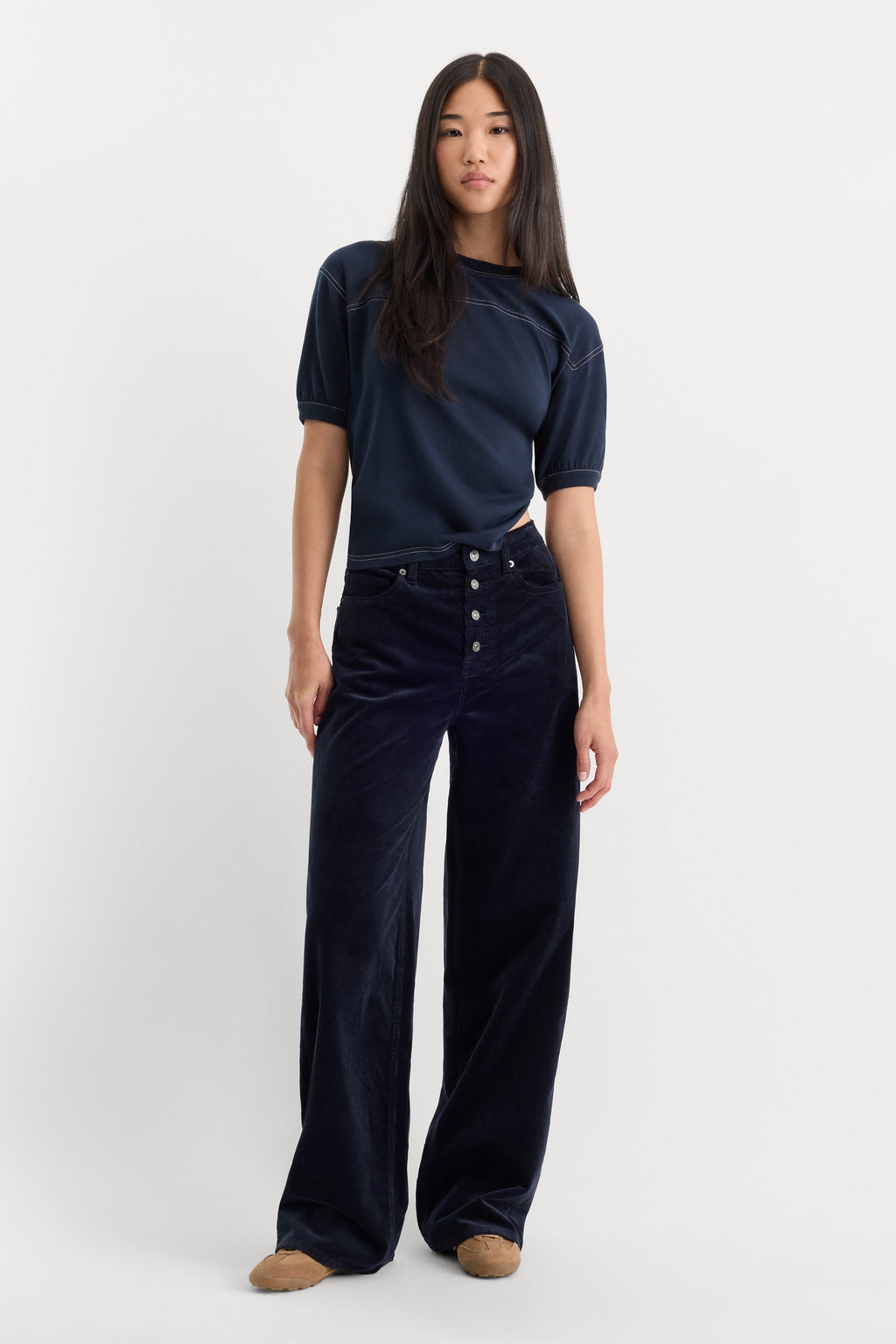 Luxury VINTAGE WIDE CORDUROY PANT NEW NAVY002