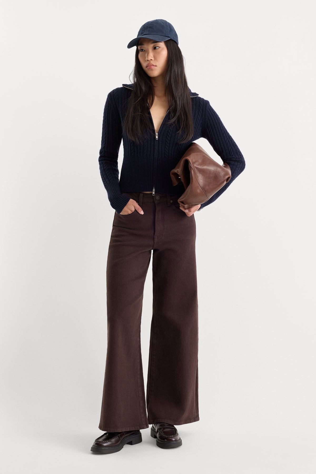Luxury GOOD WAIST PALAZZO ANKLE JEANS ESPRESSO