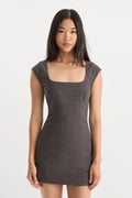 Luxury THE CAP SLEEVE MINI DRESS CHARCOAL MINI HOUNDSTOOTH
