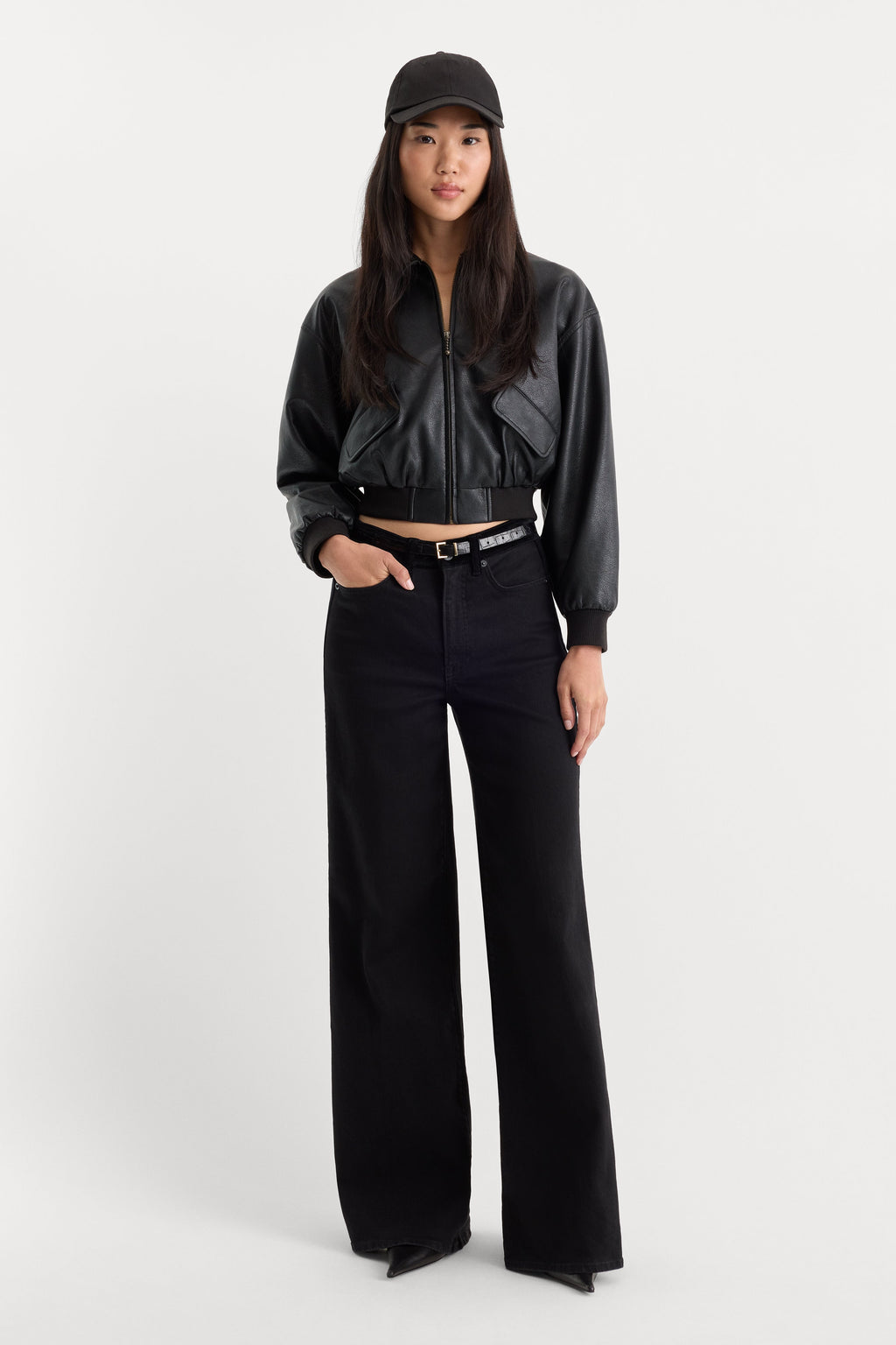 Luxury GOOD WAIST PALAZZO JEANS BLACK001