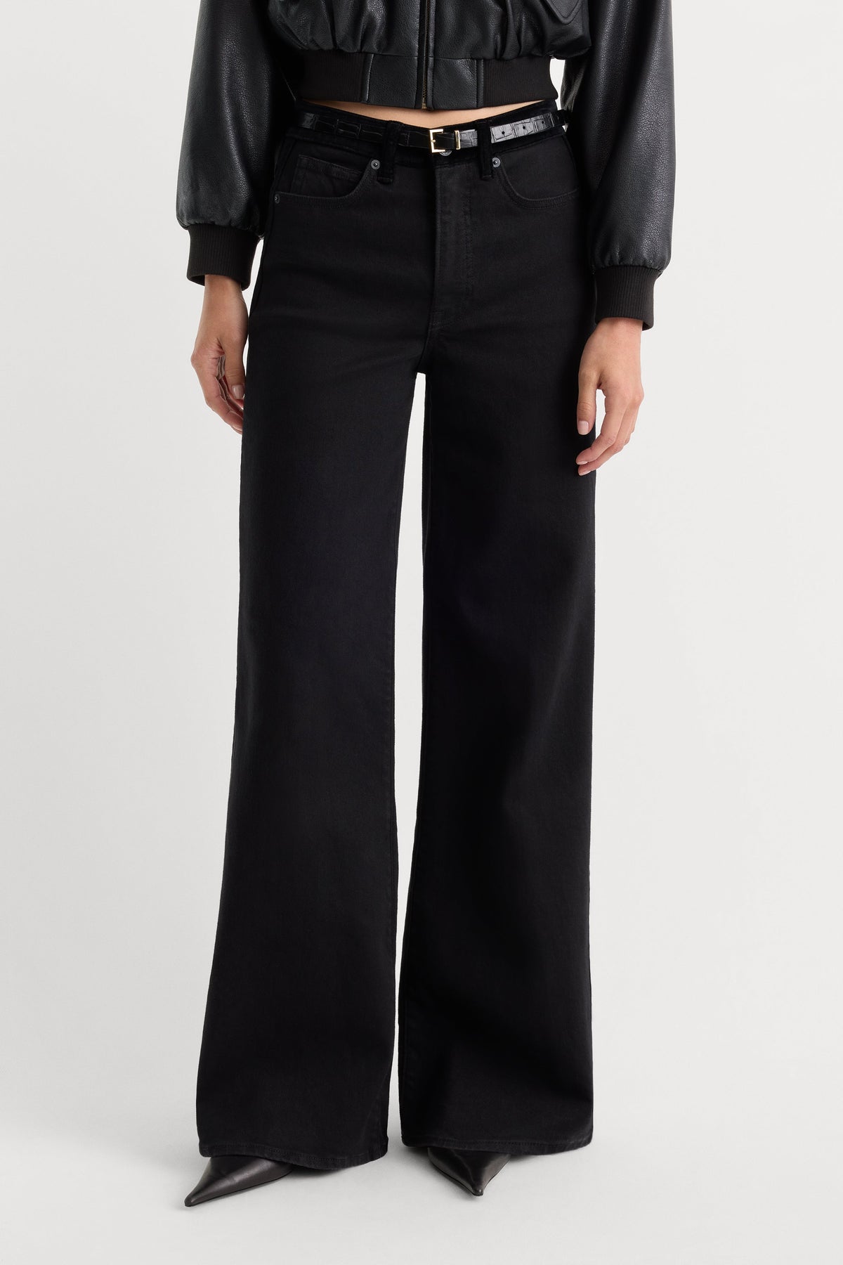 Luxury GOOD WAIST PALAZZO JEANS BLACK001