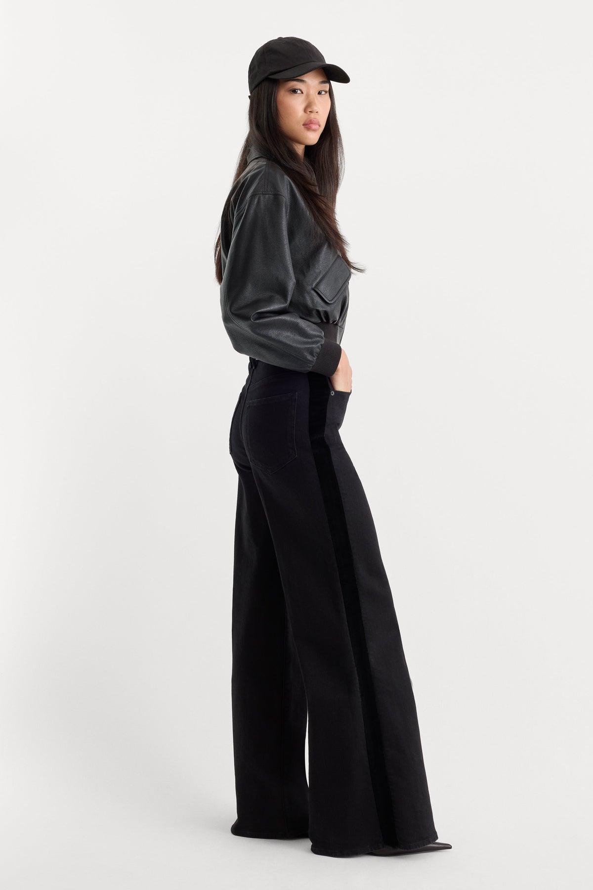 Luxury GOOD WAIST PALAZZO JEANS BLACK001