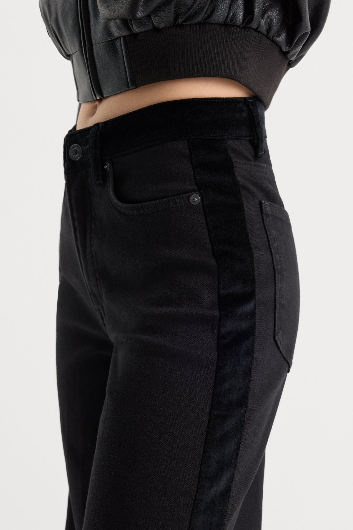 Luxury GOOD WAIST PALAZZO JEANS BLACK001