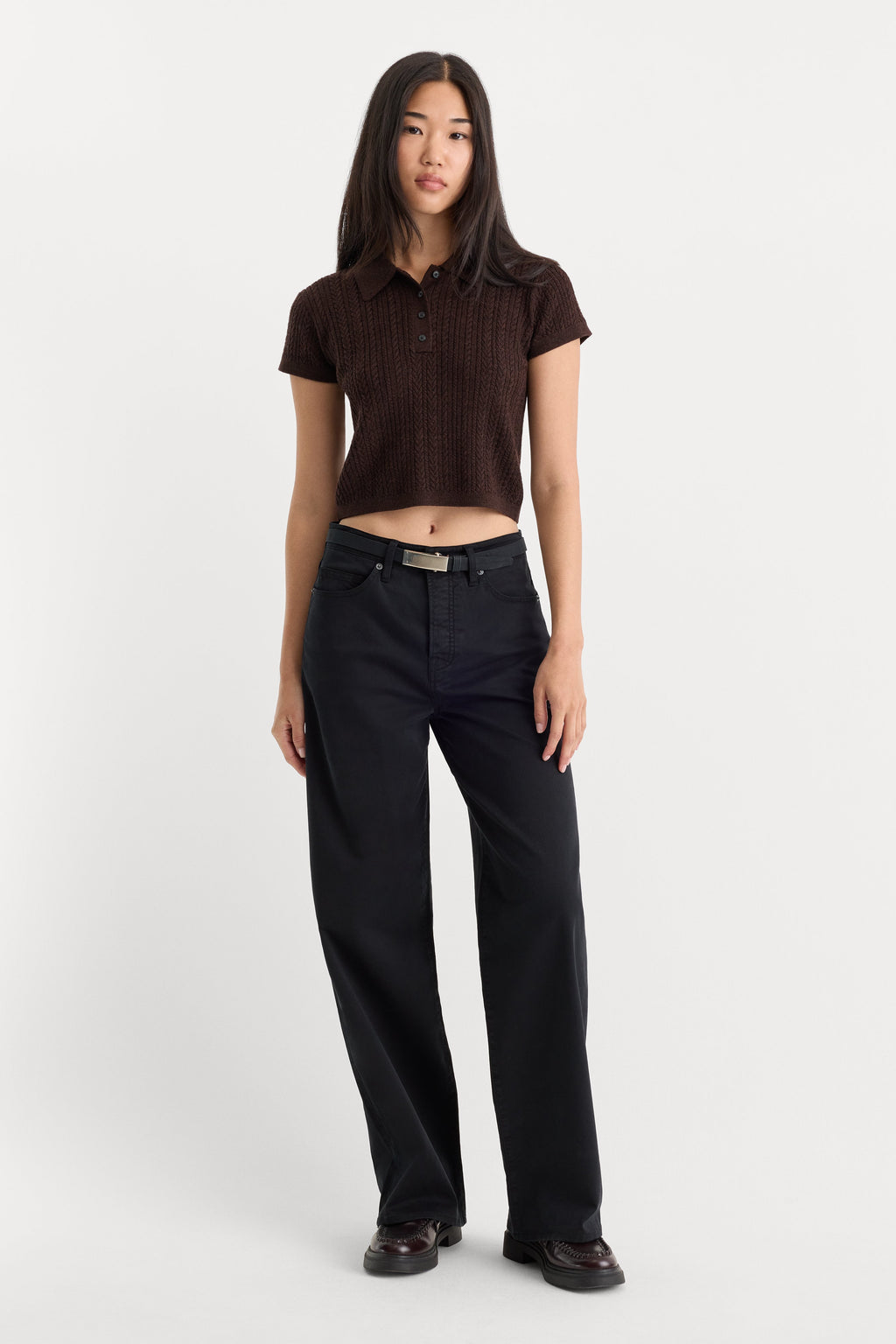 Luxury TWILL VINTAGE WIDE PANT BLACK