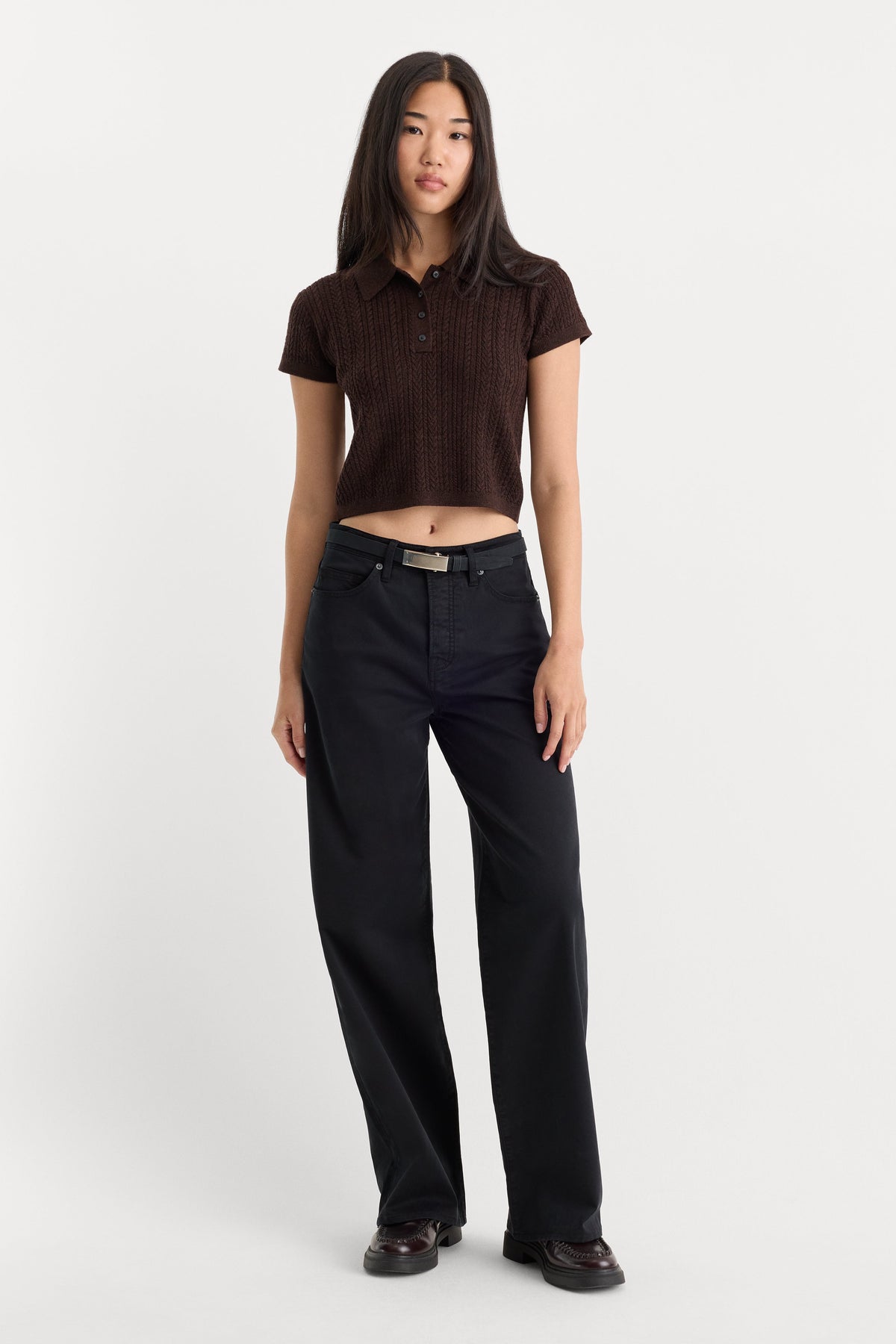 Luxury TWILL VINTAGE WIDE PANT BLACK