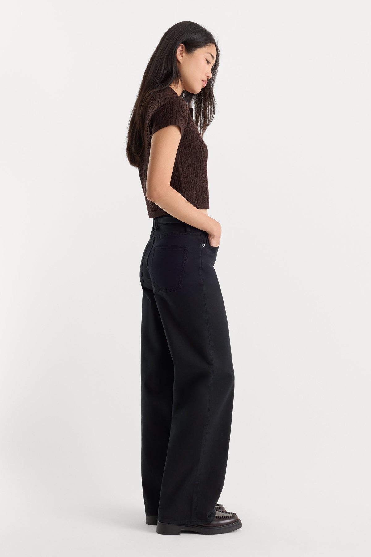 Luxury TWILL VINTAGE WIDE PANT BLACK