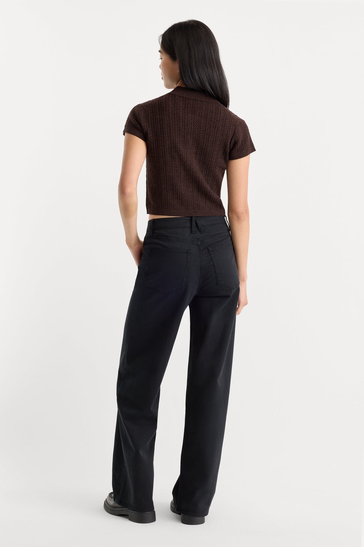 Luxury TWILL VINTAGE WIDE PANT BLACK