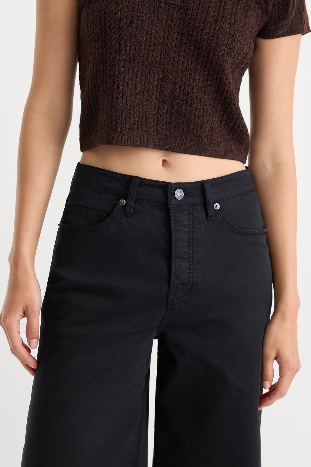Luxury TWILL VINTAGE WIDE PANT BLACK