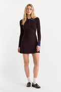 Luxury THE KNIT POLO MINI DRESS ESPRESSO