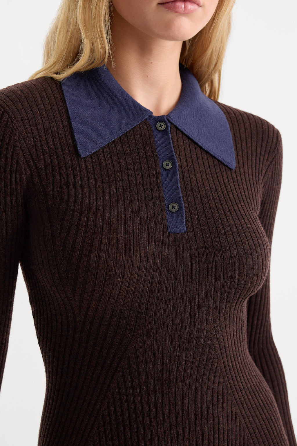 Luxury THE KNIT POLO MINI DRESS ESPRESSO