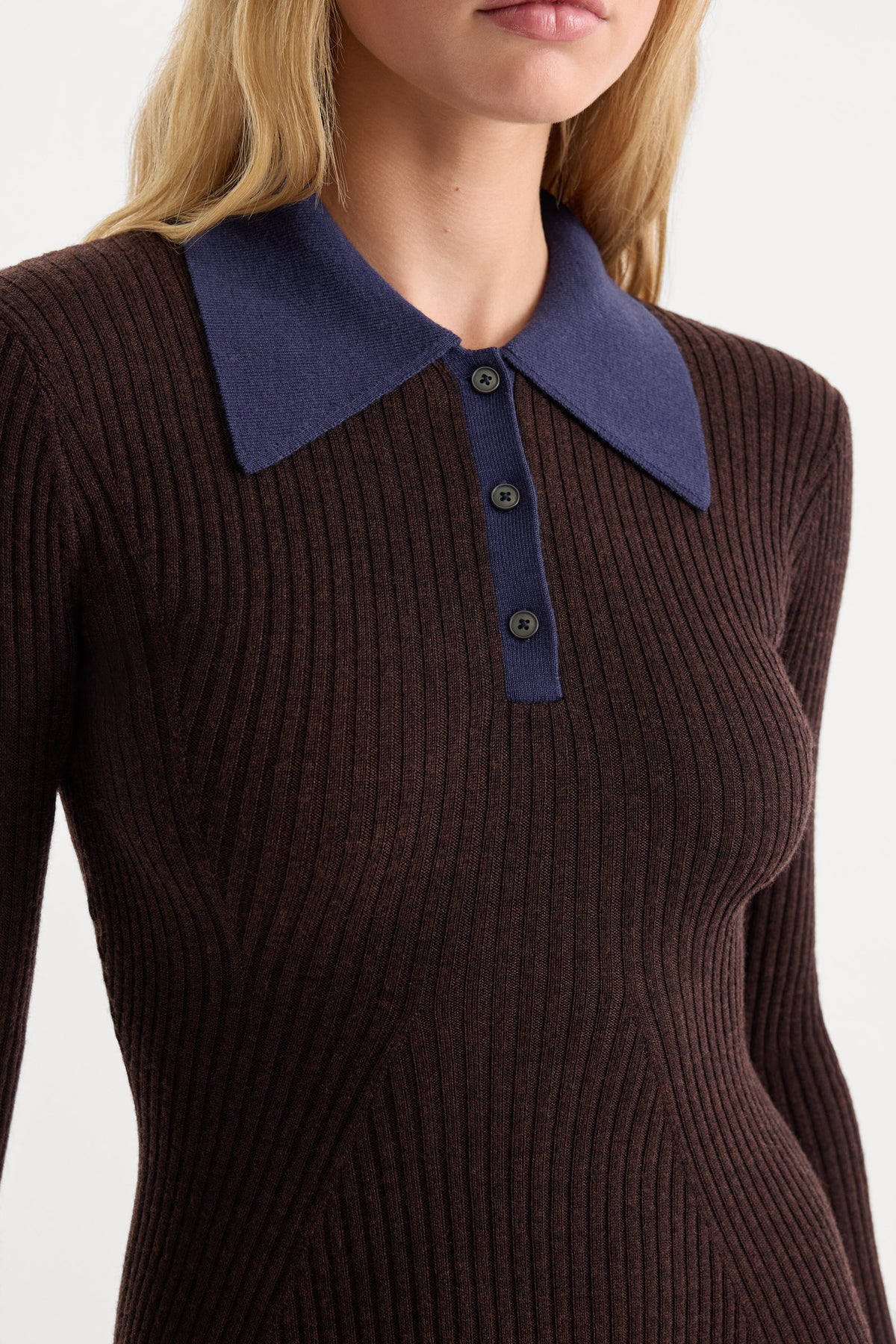 Luxury THE KNIT POLO MINI DRESS ESPRESSO