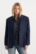 Luxury THE OVERSIZED BLAZER NAVY PINSTRIPE