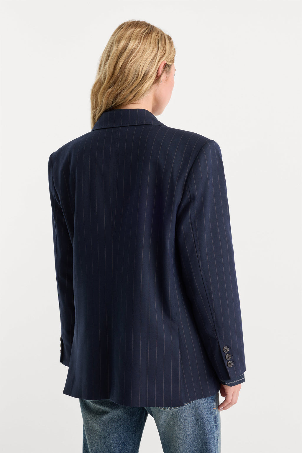 Luxury THE OVERSIZED BLAZER NAVY PINSTRIPE