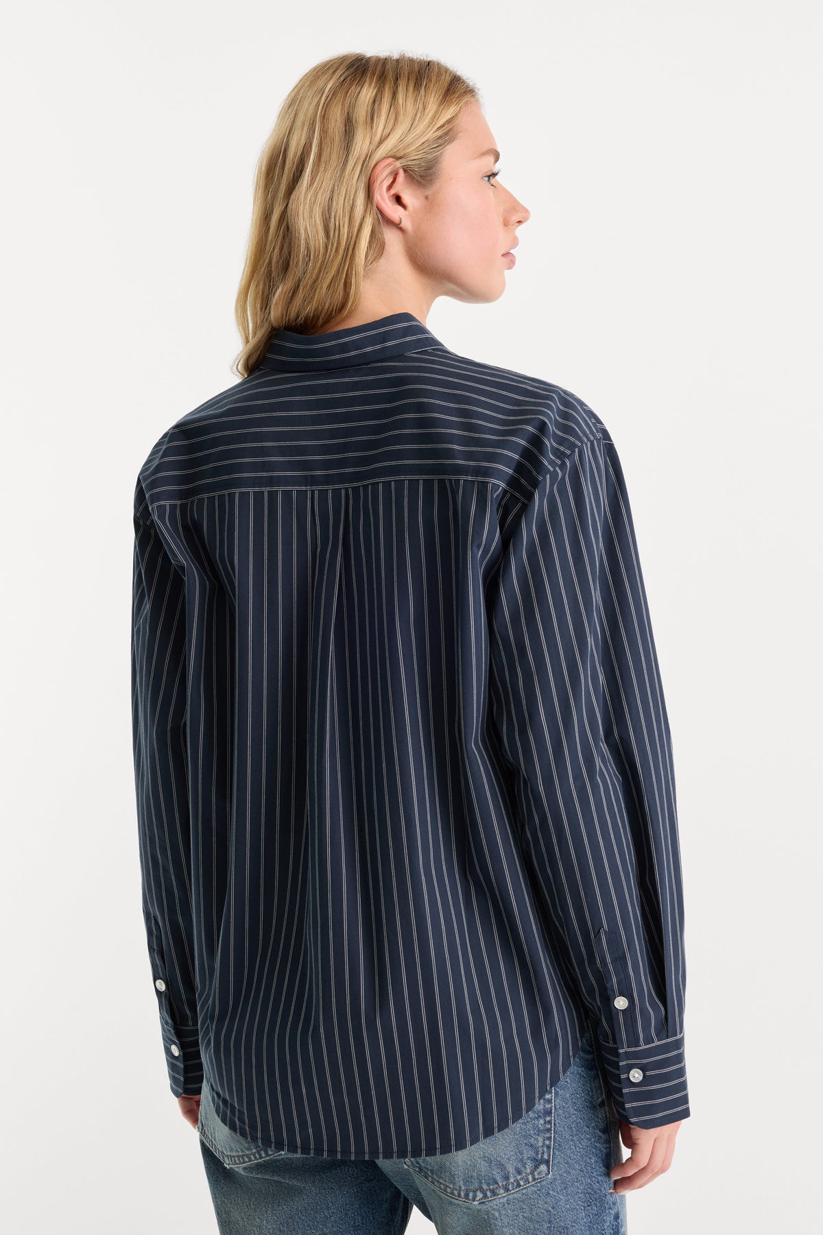Luxury THE POPLIN EASY SHIRT NAVY STRIPE