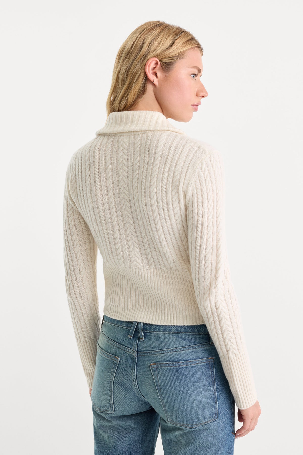 Luxury THE CABLE ZIP UP CHALK