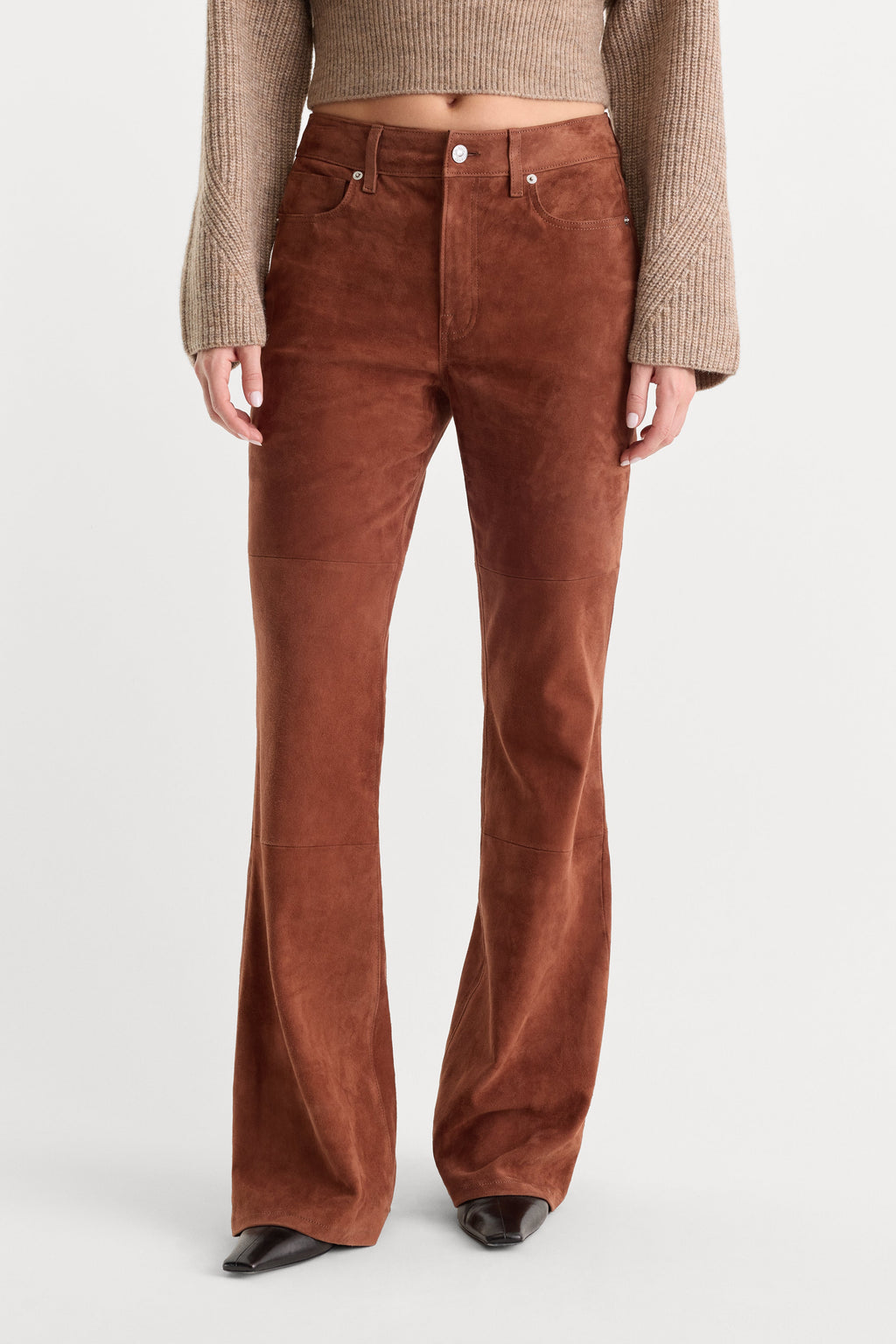Luxury SUEDE GOOD LEGS FLARE PANT CAFE CLAY