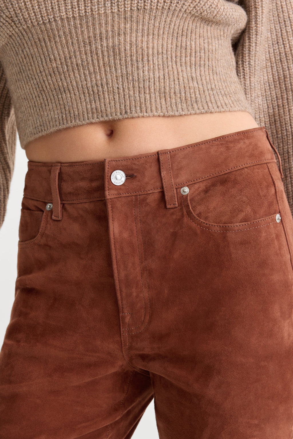 Luxury SUEDE GOOD LEGS FLARE PANT CAFE CLAY