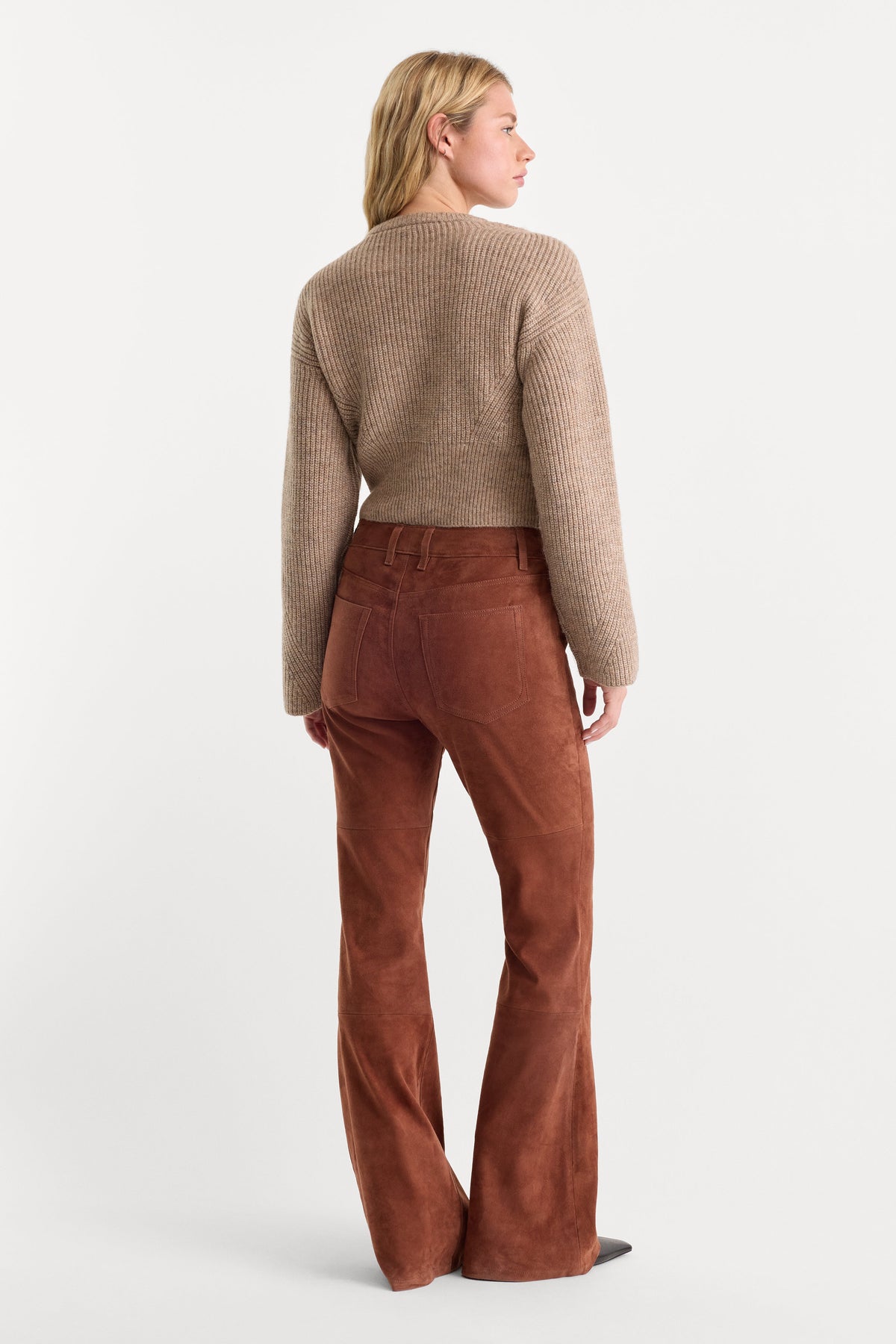 Luxury SUEDE GOOD LEGS FLARE PANT CAFE CLAY