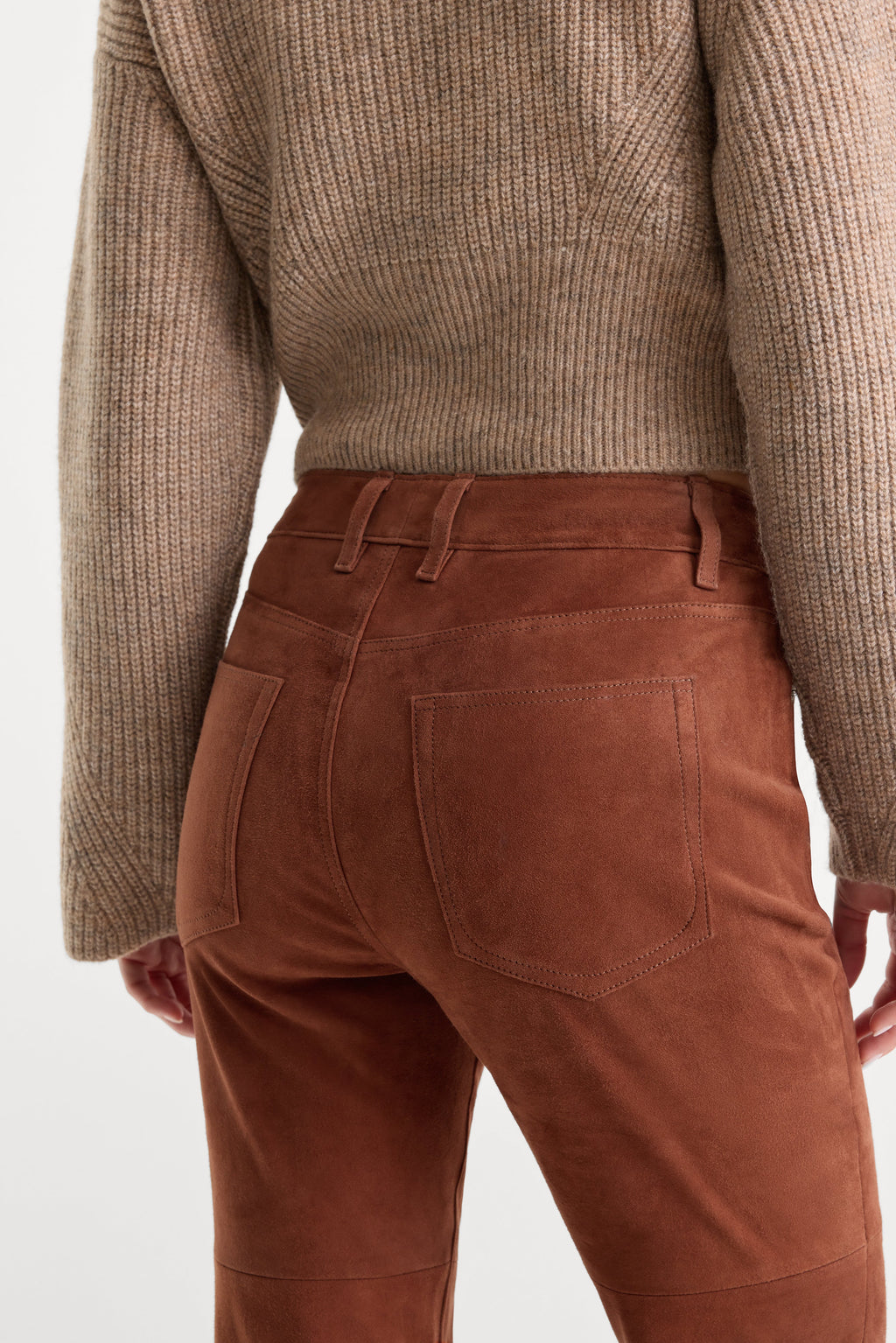 Luxury SUEDE GOOD LEGS FLARE PANT CAFE CLAY