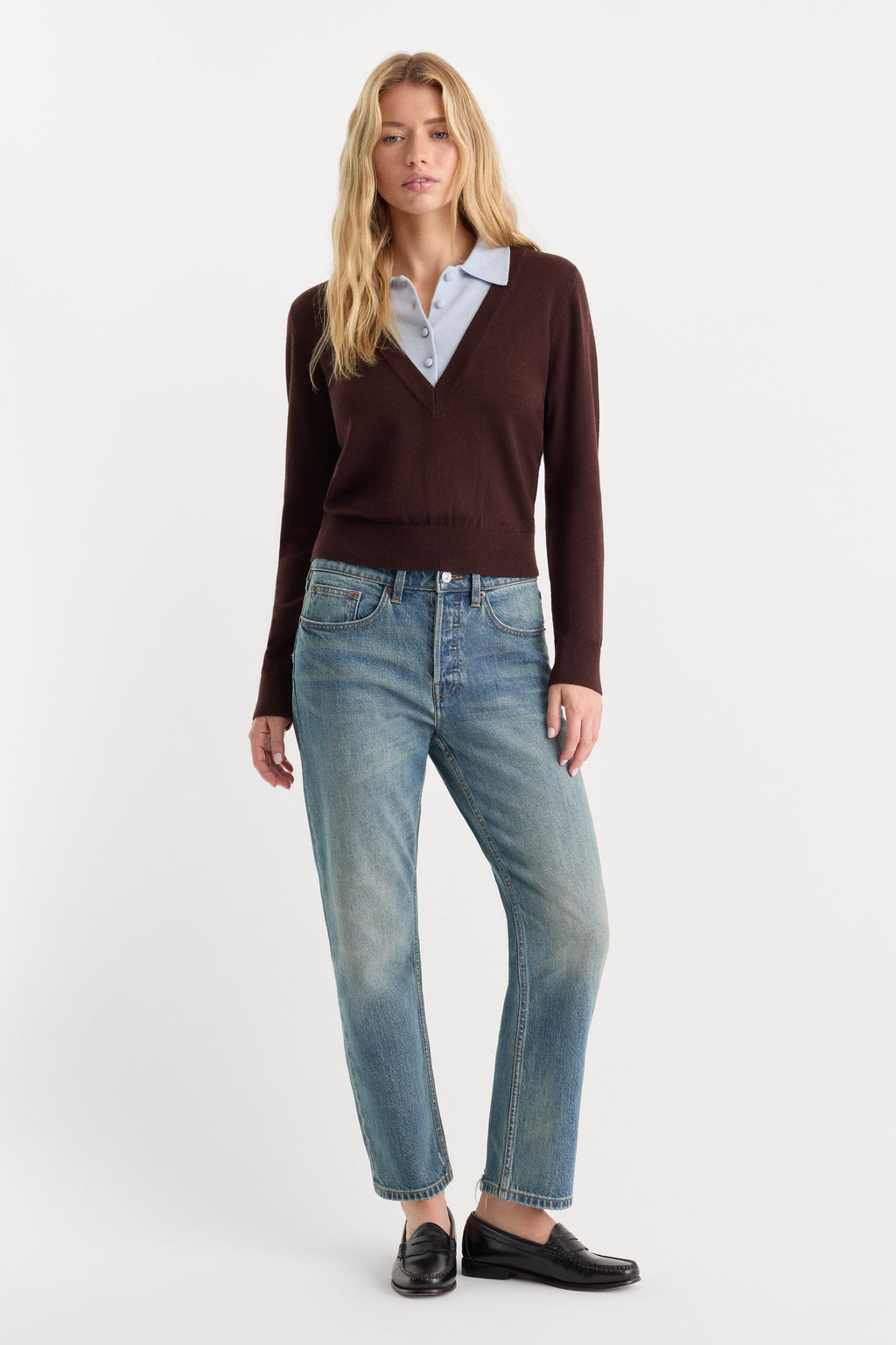 Luxury THE TWO IN ONE SWEATER MOCHA WITH SKY