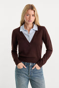 Luxury THE TWO IN ONE SWEATER MOCHA WITH SKY