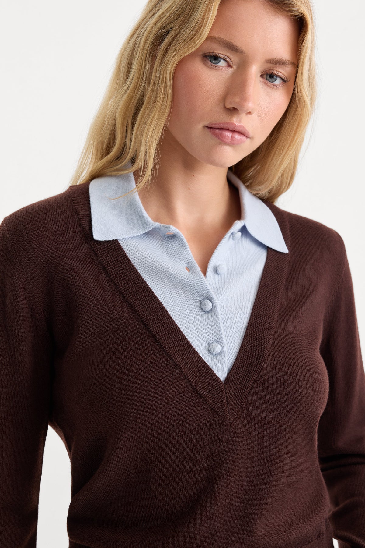 Luxury THE TWO IN ONE SWEATER MOCHA WITH SKY
