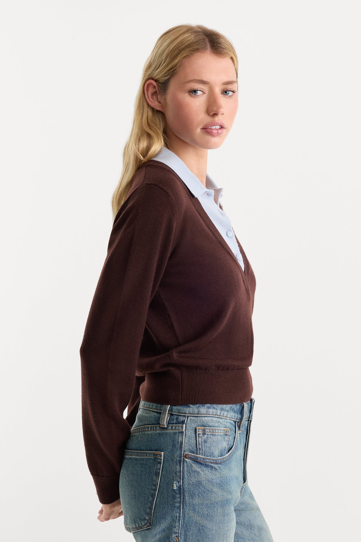 Luxury THE TWO IN ONE SWEATER MOCHA WITH SKY