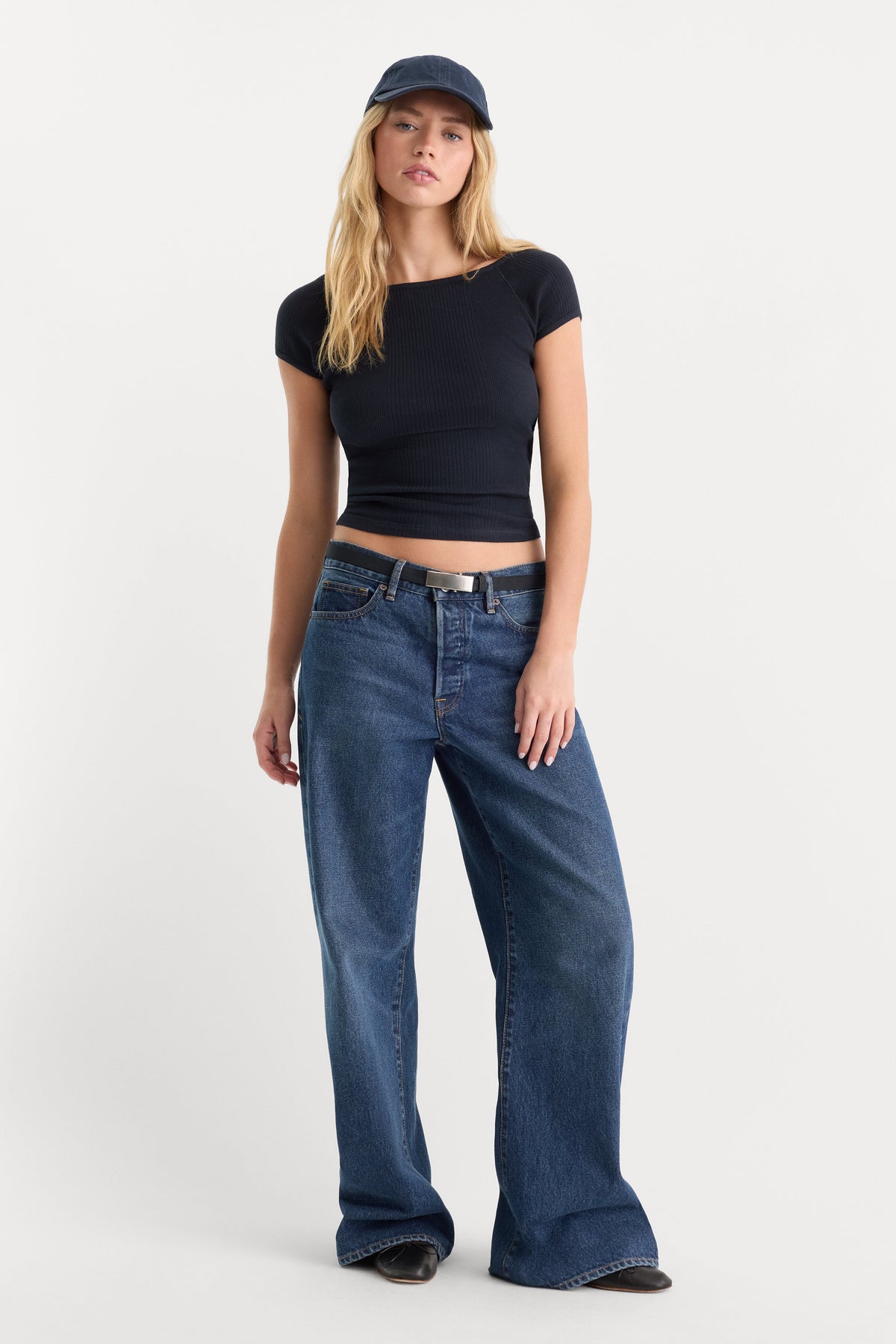 Luxury THE VARIEGATED RIB TOP NEW NAVY002