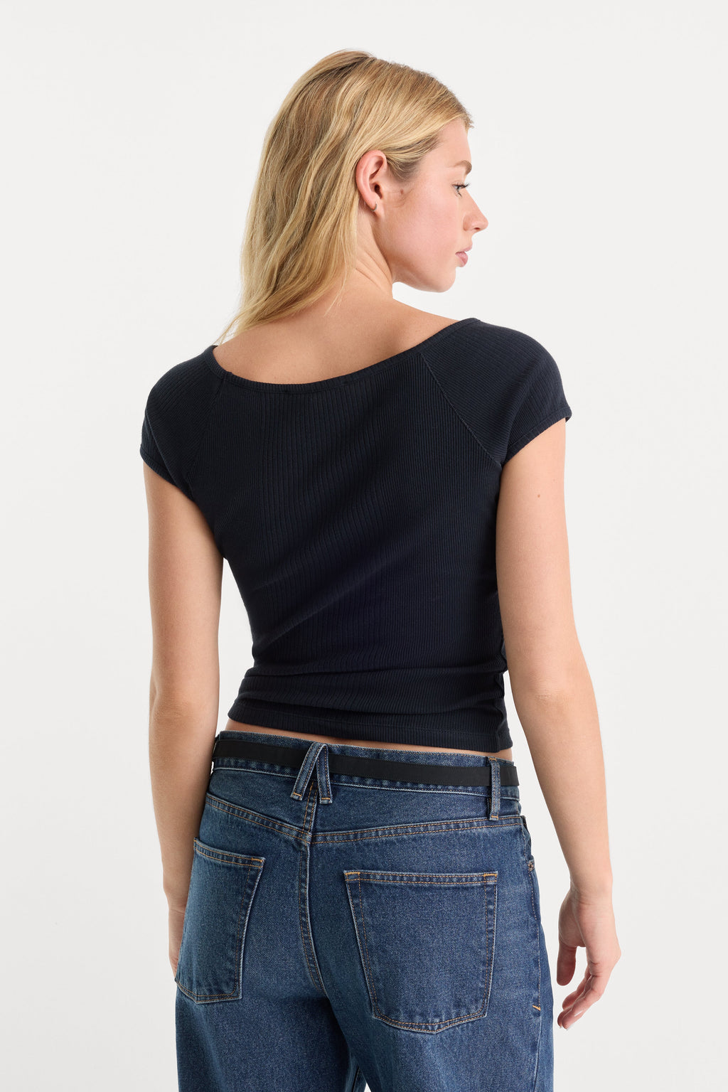 Luxury THE VARIEGATED RIB TOP NEW NAVY002